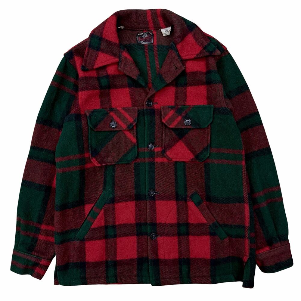 Vintage Johnson Wool Plaid Hunting Jacket Jac Shirt M Cabin Mackinaw USA Made